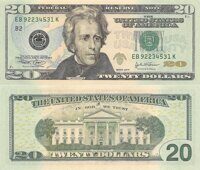 20 долларов 2004 США «7-ой Президент США Эндрю Джексон» B – Нью-Йорк (UNC) Пресс